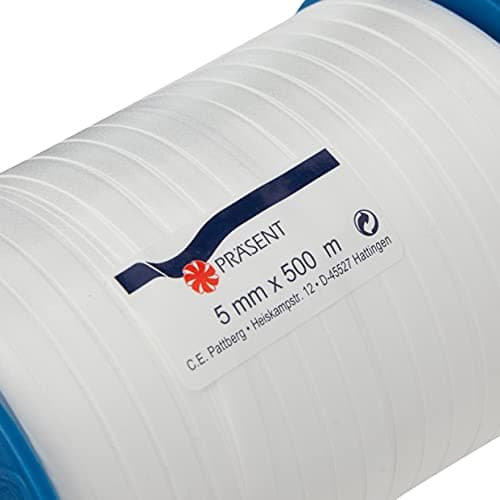 C.E. Pattberg AMERICA Ruban Paquet Cadeau blanc, 500 m de Bolduc pour Emballage, Bolduc Largeur 5 mm, Accessoire de Décoration & Bricolage DIY, Ruban Décoratif pour Présents, en Toute Occasion
