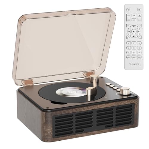 Gueray Lecteur CD Bluetooth avec Haut-parleurs et Radio FM Vintage Lecteur de CD Support USB & AUX Playback pour Livres Audio