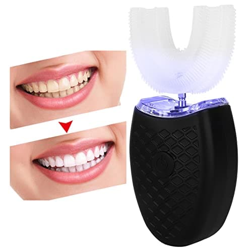 Brosse à dents électrique sonique, tête de brosse à dents en forme de U, nettoyage automatique, 4 modes de nettoyage, tête de brosse à dents en silicone de qualité alimentaire