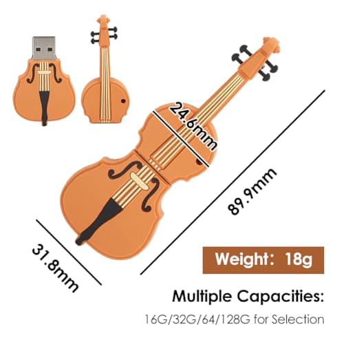 Tissting Clé USB, 64Go en Forme de Violon USB Stockage de Données Disque Flash USB Pen Drive - Stockage Mémoire Externe pour Ordinateur Portable, Ordinateur Personnel(64GB)