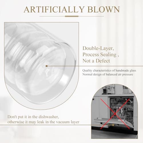 CPROSP 4 * 400ml Tasse à Café Double Paroi, Verre à Double Paroi pour Café Latte avec 4 Cuillère + 4 Sous-Verre, Tasses à Café en Cristal Résistantes à la Chaleur