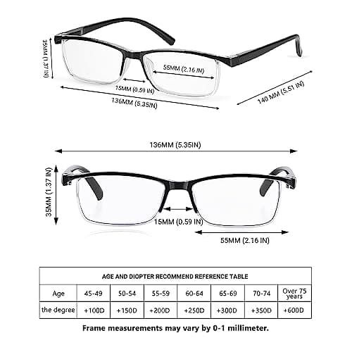 TERAISE 4PCS lunettes de lecture anti-lumière bleue, légères et confortables pour lunettes de lecture homme et femme, robustes lunette de lecture ordinateur, étui à lunettes inclus(1.75X)
