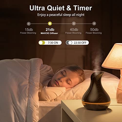 Maxcio Diffuseur d'Huiles Essentielles WiFi, Humidificateur d'Air Compatible avec Alexa et Google Home, Diffuseur Électrique Connecté avec Lumières Colorées, Minuterie et Contrôle à Distance sur l’APP