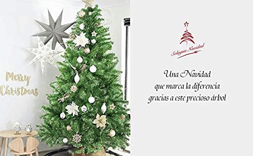 SOLAGUA NAVIDAD Sapin de Noël Artificiel de Feuilles de Guirlandes, Arbres 120-210cm avec Support (Vert Pailleté, 120cm 184Tips)