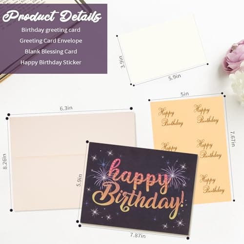 Carte d'anniversaire avec Musique et Lumière, Carte Anniversaire Fille 3D Pop Up Cadeaux Joyeux Anniversaire pour Femme, Homme, Enfant (multicolore)