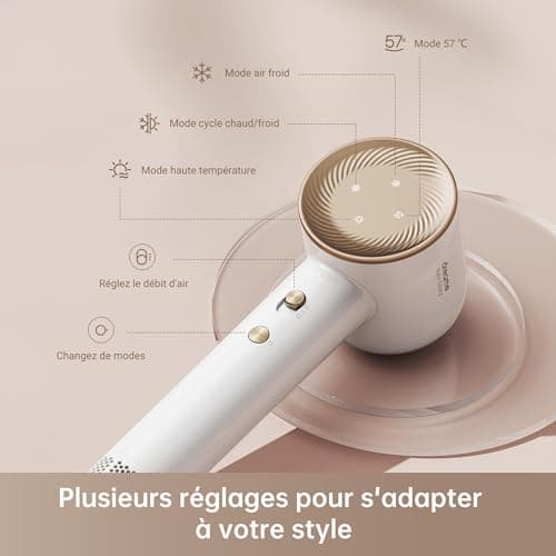 Dreame Hair Glory Combo Sèche-Cheveux Professionnel, Séchage Rapide,Moteur Haute Vitesse 110000 TR/Min,Débit d'air 70 m/s,Technologie Puissante des Ions Négatifs,Léger,Contrôle de la Température
