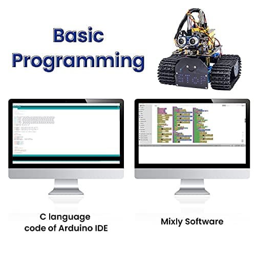 KEYESTUDIO Smart Robot Tank Car Kit V2 Compatible avec Arduino IDE Kit de Construction électronique avec microcontrôleur, Module Bluetooth, Robot de Voiture Jouet pour Enfants