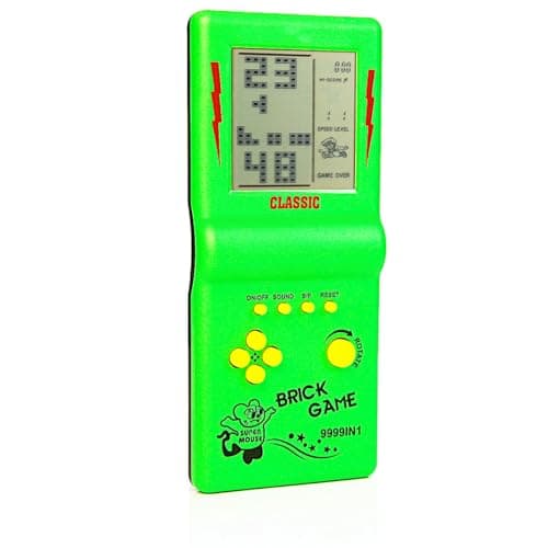 CZT Nouvelle Console de Jeu en Brique Grand écran Puzzle Nostalgique Classique Intégré 23 Jeux Vitesse/Difficulté Réglable Alimenté par 2 Piles AA (Non incluses) Meilleur Cadeau (Vert)