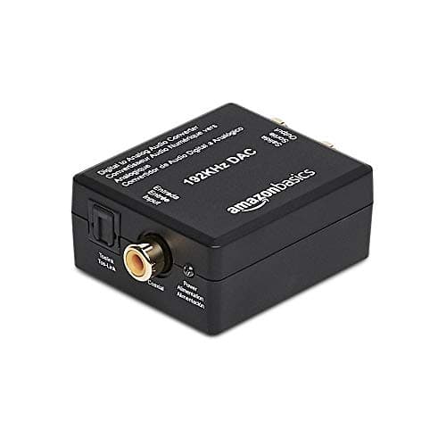 Amazon Basics Convertisseur numérique optique coaxial vers audio analogique RCA, 192 kHz, acrylonitrile butadiène styrène, 2 x 1.6 x 1 inches