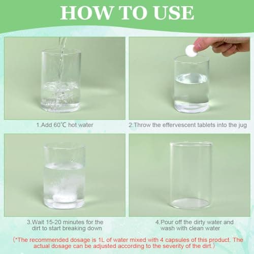 HOTUT Tablettes de Nettoyage pour Bouteilles, 32 Pièces Pastilles de Nettoyage Facile et Pratique, pour Tasses à Café/Eau/Boissons, pour Bouteilles en Acier Inoxydable/Plastique/Céramique/Verre
