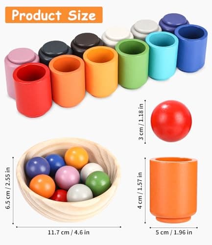 Jouet Montessori en Bois pour les Jouet Enfant 2 ans et plus, Jeu Enfant 2 ans Préscolaire de tri et D'association pour Apprendre à Reconnaître les Couleurs et à Compter, Cadeau pour Les 2 3 4 5 Ans
