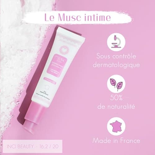 MUSC INTIME La Marque Officielle - Parfum Intime – L’irrésistible - Absorbe Les Odeurs les plus intimes - Contre La Transpiration - Tenue 48h - Flacon Pompe 30ml (Musc Blanc)
