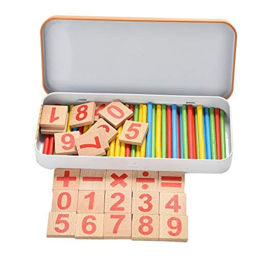 Natureich Montessori Mathématique Tableau Garçon et Fille, Enfants à Partir 3 Ans, Planche Empilage Éducatif, Jouets en Bois Boîte en métal Apprends à Compter, 0-9 Nombres, Motrices 1x1 Multiplication