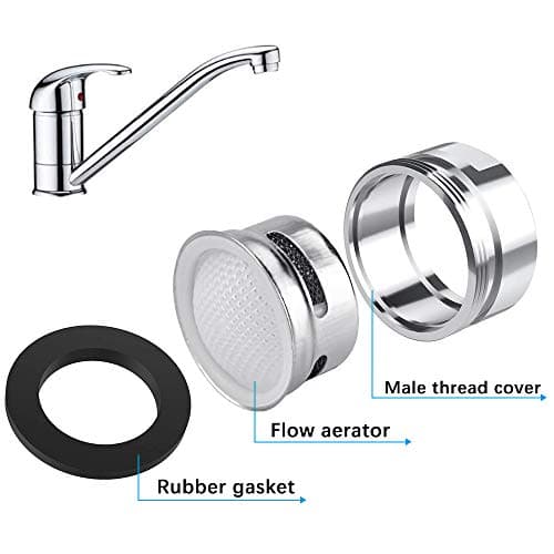 PERFETSELL Lot de 5 aérateurs de robinet en laiton, bec fileté mâle de 24 mm, buse d'économie d'eau à faible débit, radiateur anti-éclaboussures avec joint et clé, pour cuisine et salle de bain