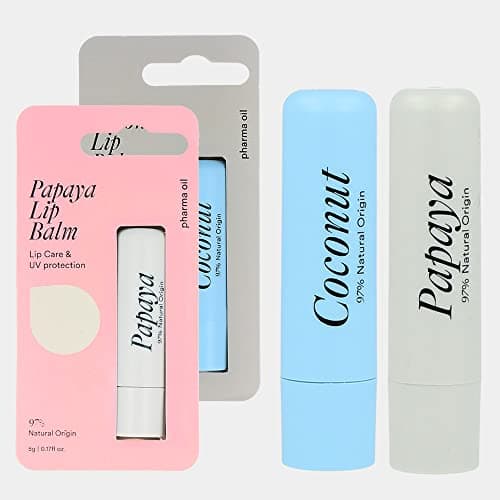 Set de Stick à Lèvres Protectant Pharma Oil Naturel Noix de Coco et Papaye, 2x5g | Enrichie en Beurre de Karité | Soin Intensif | Sans Parabène | Sans Colorants Artificiels