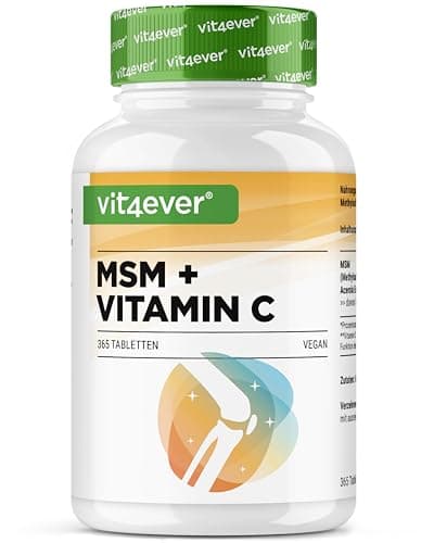 MSM 2000mg - 365 Comprimés - Avec Vitamine C Naturelle d'Acérola - Sans Additifs - 6 mois d'approvisionnement - Hautement Dosé - Vegan