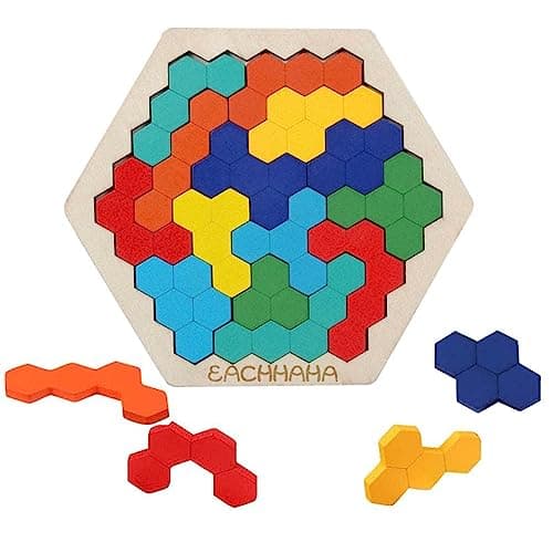 EACHHAHA Puzzle Enfant 3 Ans,Tangram Bois Puzzle 3 en 1,Casse-tête en Bois, Améliorer la pensée logique et la cognition des Structures géométriques,Cadeau d'anniversaire pour Enfants