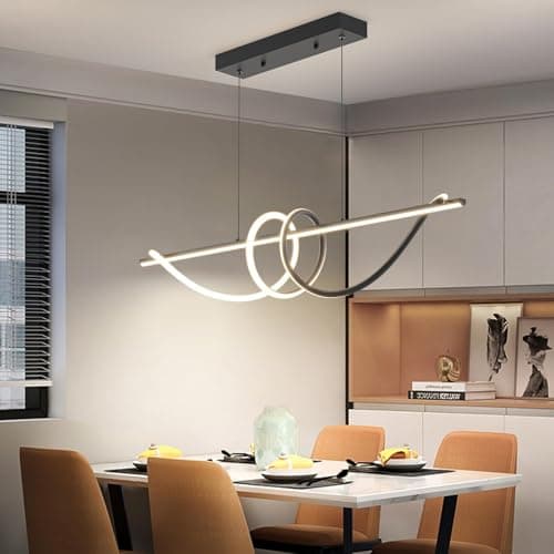 Mikeru Lampe Pendante Led Moderne De 100cm, Dimmable pour Îlot De Cuisine Avec 3000/4500/6000k 3 Couleurs De Lumière 10% -100% De Luminosité Ajustable Avec Télécommande pour Salle À Manger, Bureau