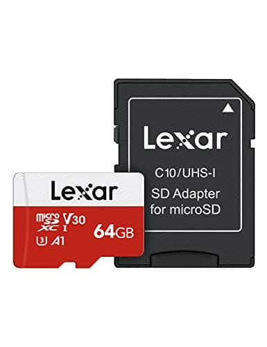 Lexar Carte Micro SD 64 Go, Carte Mémoire Micro SD+ Adaptateur, Microsdxc Carte TF jusqu'à 100 Mo/s, A1, U3, C10, V30, Full HD et 4K UHD pour Caméra, Telephone, Switch