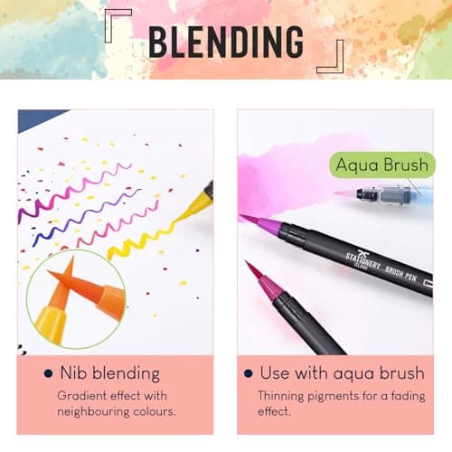 STATIONERY ISLAND Feutres Pinceaux 36+1 Feutre Aquarelle Stylo Aquarelle Feutre Pinceau Peinture Pinceau Reservoir Brush Pen Pour Coloriage calligraphie Enfants & Adulte