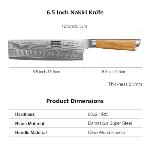 HOSHANHO Damas Couteau de Cuisine Nakiri 16,5 cm en Acier Damas de 67 Couche, Professionnel Super Tranchant Japonais Couteau avec Manche Ergonomique en Bois
