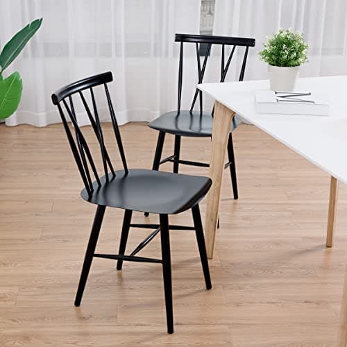 COSTWAY Chaise Industrielle Lot de 2, Chaise Metal Hauteur d'Assise 43,5 cm, Dossier en Forme de X, Chaise Bistrot pour Café, Bar, Charge 150 KG, Noir