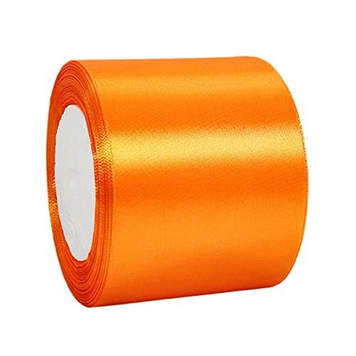 Ruban Satin Orange Gros 75mm,22m Polyester Ruban Satin,Ruban Cadeau Emballage,Ruban Noel Ruban Tissu pour Couture,Nœuds,Artisanat,Bouquet,Décoration de Mariage,Voitures,Anniversaire,Gâteau