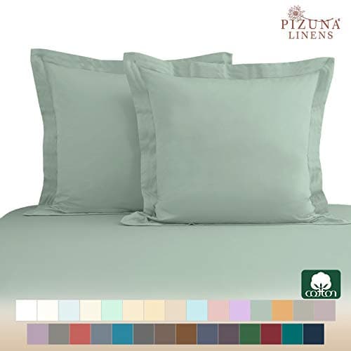 Pizuna Coton Peigné Set de 2 Taies d'oreiller 65x65 cm Sauge, 100% Coton Longue Tige 400 Fils Armure Satin Taies d'oreiller Douces 65x65 en Coton Taies d'oreiller (Sauge 2 Pièces)