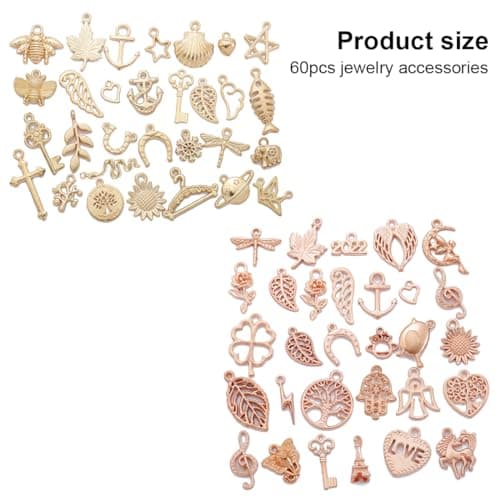 LQIOACU breloques creation bijoux,charms pour bracelet,breloque,60 pièces, belles et à la mode, parfaites pour les bricolages de bijoux