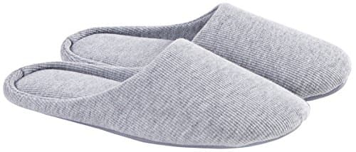 ofoot Pantoufles Intérieur pour Femmes, Chaussures de Ville Antidérapant en Coton Lavable avec Mousse Moire de Forme(Gris,36/37 EU)