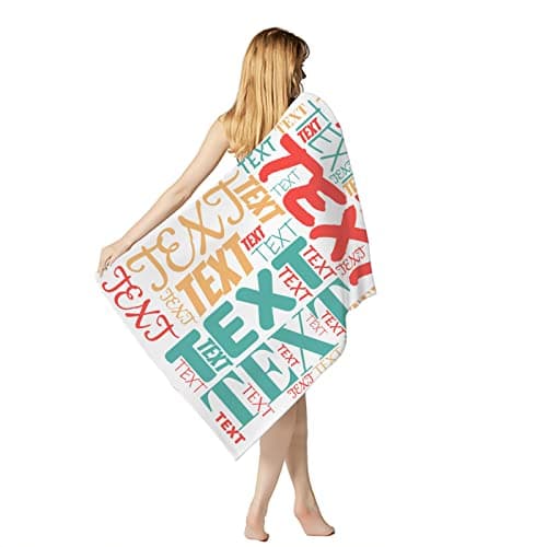 Reuhen Serviette de Plage en Microfibre Anti Sable Personnalisé avec Photo et Texte, Serviette de Bain Séchage Rapide Légère et Portable, pour Vacances à la Plage en Plein Air, Piscine, Sauna