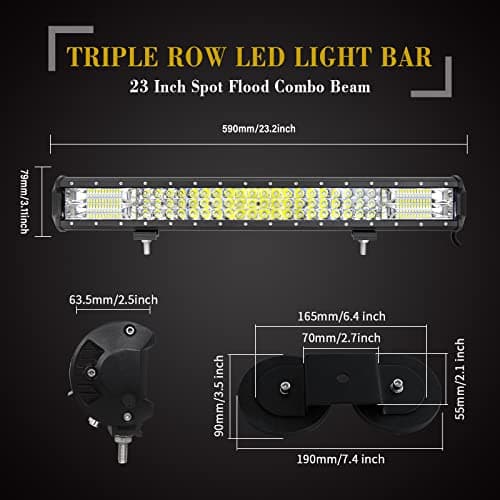 SKYWORLD 58cm 324W Barre Lumineuse LED de Travail avec 12v faisceau de câblage kit, 2 pcs aimanté support, LED Light Barre pour 4x4 Voiture Camion Tracteur Offroad Véhicules ATV UTV