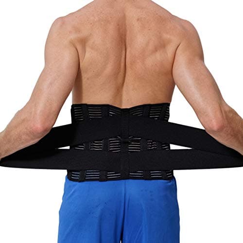 NEOtech Care Ceinture lombaire avec sangles de compression doubles - Support bas du dos EXTRA-LARGE (25CM de haut) - Bande soutien posture (Noire, Taille M)
