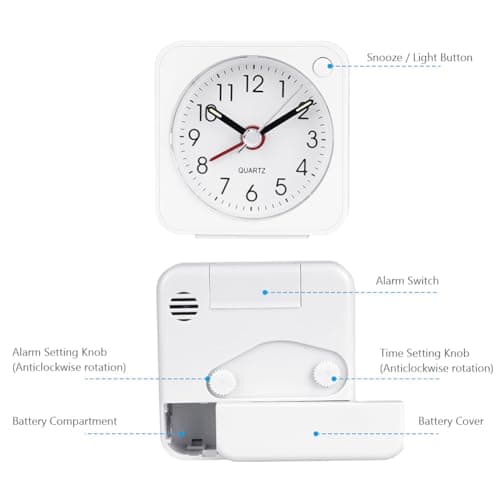 Vicloon Mini Réveils,Réveil Matin à Piles Réveil Enfant with Snooze and Light Reveil Matin à Piles Silencieux sans Tic-tac Réveil Doux pour Maison,Chambre à Coucher,Bureau