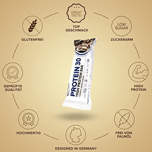 IronMaxx 30 Barre protéinée - Cookies & Cream 6 x 35g | barre protéinée sans huile de palme, sans gluten et vitaminée | convient aux régimes à teneur réduite en sucre et aux régimes low carb