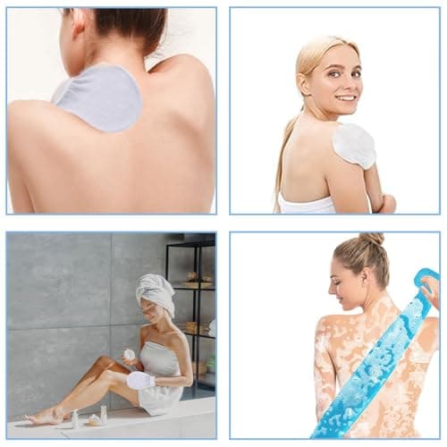 Demarsen 3Pcs Gant Exfoliant Corps, Gant Gommage Corps en Viscose Naturelle pour Visage et Corps, Sangle Lave Dos Silicone, Extra-Long à Double Face, Brosse Dos Douche pour Hommes et Femmes
