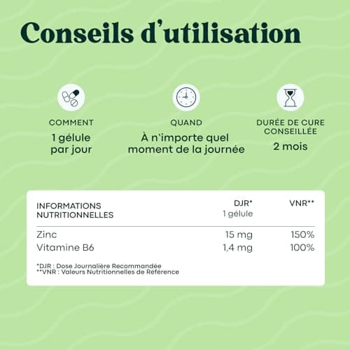 Zinc Bisglycinate + Vitamine B6, Renforce l'Immunité & Combat l’Acné, Assimilation Optimale, Cure de 2 mois, 60 Gélules Végétales, Complément Alimentaire Fabriqué en France,Essentials by Novoma