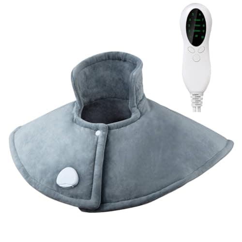 Uplayteck Coussin Chauffant Cervicales, Epaule et Nuque, 10 Niveaux de Chaleur, 3 Minuteries Arrêt Automatique, Lavable en Machine, Cadeaux pour Femmes Hommes Maman Papa, 45 x 50cm, Gris
