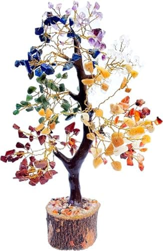 Sept Chakra Guérison Naturelle Reiki Cristal Bonsaï Fortune Money Tree pour Bonne Chance, Richesse et Prospérité Décor Feng Shui Cadeau Spirituel