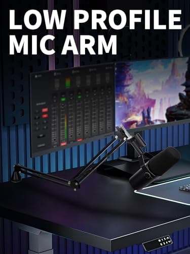 YOUSHARES Bras Micro, Bras de Micro à Profil Bas, Support Micro Low Profile Réglable pour Blue Yeti Fifine AM8 k658 Razer Seiren Mini HyperX Rode, Perche de Micro à Profil Bas pour Gaming, Streaming