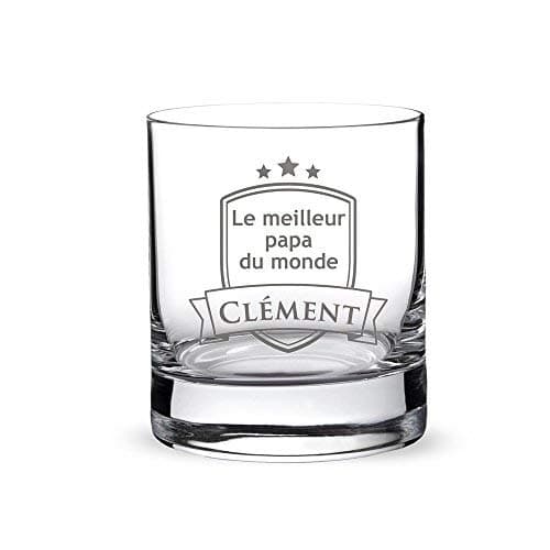AMAVEL Verre Tumbler Droit de Dégustation pour Whisky, Rhum, Cognac avec Gravure, Blason Personnalisé pour Papa, Prénom, 320 ML