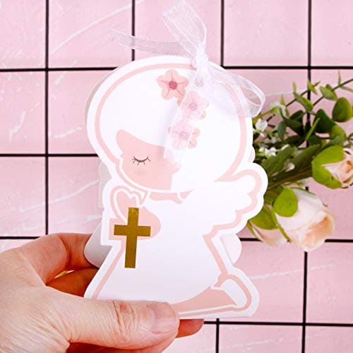 50PCS Boîte Baptême Fille Bonbonnières en Forme Ange pour Baptême Naissance Fête Anniversaire