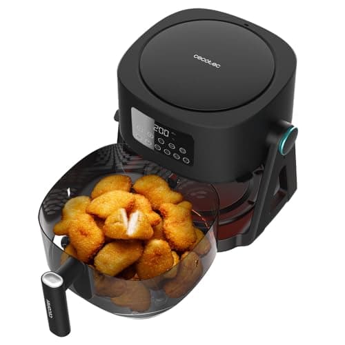 Cecotec Friteuse à Air sans Huile de 4,5 L Air Fryer Cecofry Flip&Grill 4500. 1500 W, 3 en 1 : Friteuse, Gril et Marmite, 6 Menus, Cuve en Verre, Température et Temps Réglables, Accessoires