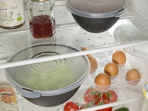 Hausfelder ensemble de saladiers avec couvercles 0,7-6l, set de saladier plastique noir, 4 grand bols sans bpa