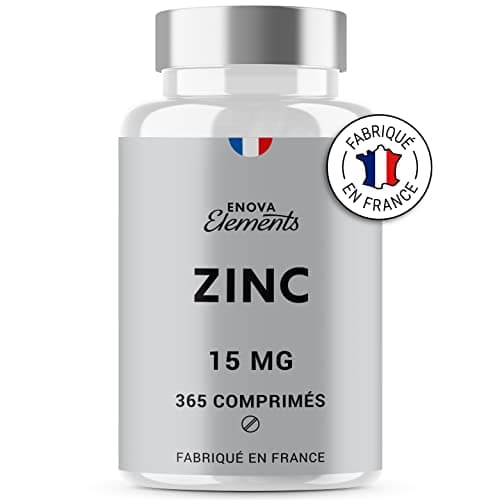 ZINC 15MG - 1 an d’Approvisionnement 365 Comprimés - Immunité, Cheveux, Peau, Ongles, Fonctions Cognitives - Complement alimentaire -Fabriqué en France