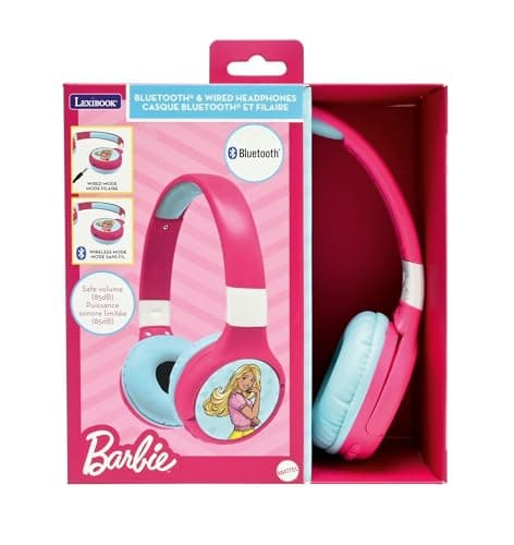 Lexibook - Mattel Barbie -Casque audio 2-en-1 Bluetooth & Filaire avec micro et bouton de contrôle, Batterie rechargeable longue durée - HPBT010BB