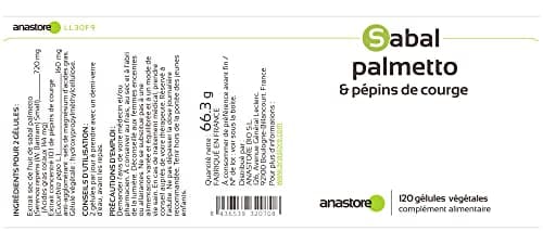 SABAL PALMETTO et pépins de courge * 440 mg / 120 gélules végétales * Appareil urinaire, Prostate