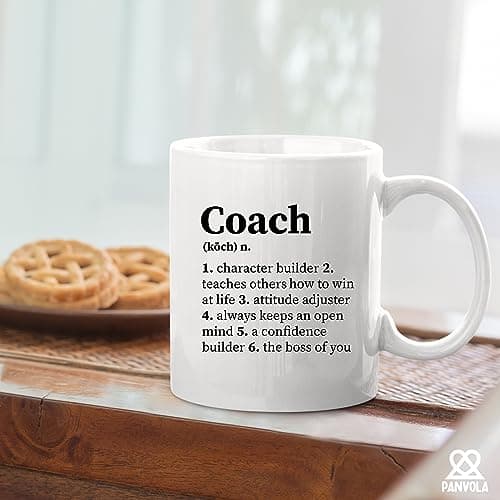 Panvola 'Coach Noun Definition Character Builder ' Pour Coach Team Manager Office Boss Appréciation Nouveauté inspirante Tasse à café en céramique 11 oz