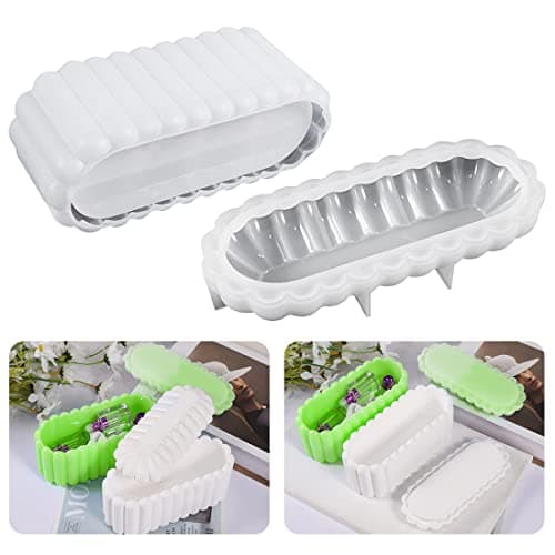 Voyyphixa Moule Boite Resine Epoxy Ovale, Moule Silicone Boite a Mouchoirs avec Couvercle Moulage Moule de Coulée Boîtes à Bijoux Rangement pour décoration de la Maison (Rectangle)