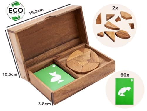 Engelhart - 350102 - Double Tangram en Bois Œuf - Puzzle en Bois - Jeu en Bois Ecologique - 1 et 2 Joueurs - 4 Ans et Plus